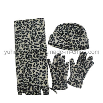 Mode Dame Stricken Winter Warm gedruckt Polar Fleece Set